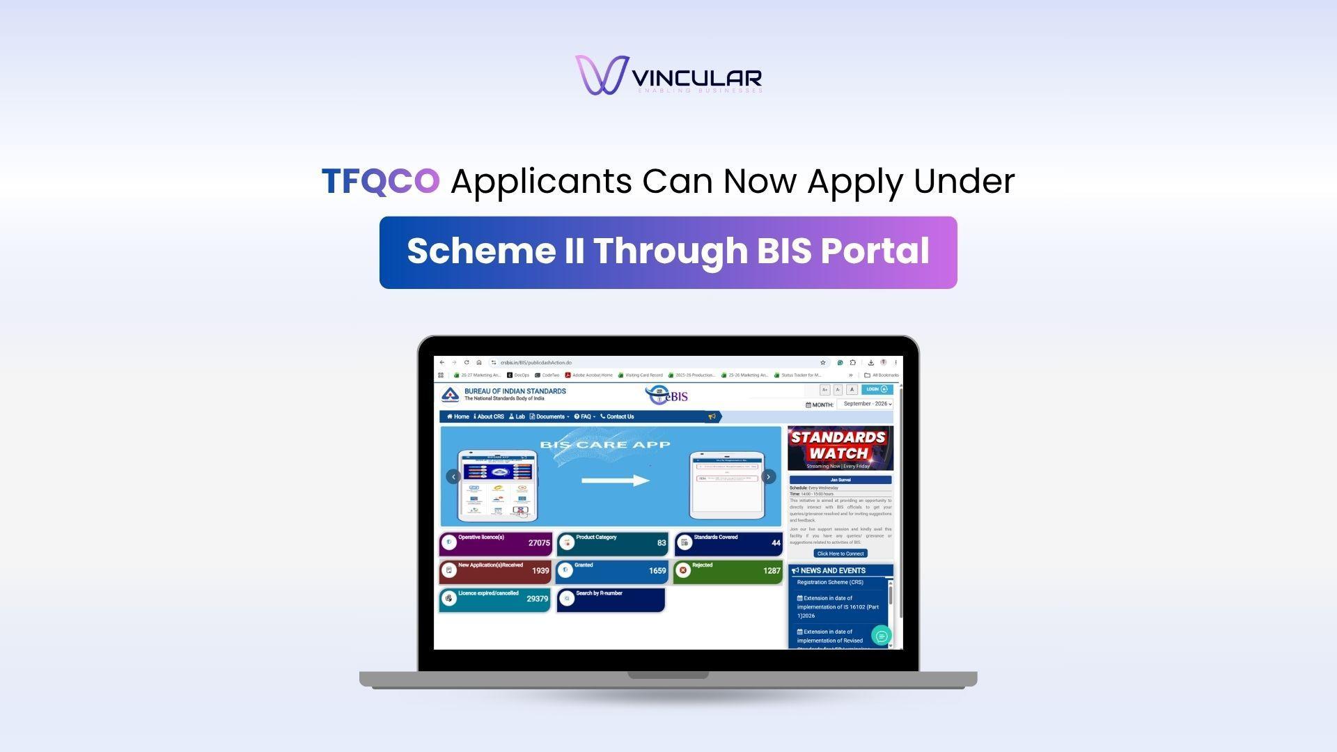 TFQCO Applicants Can Now Apply Under Scheme II Through BIS Portal